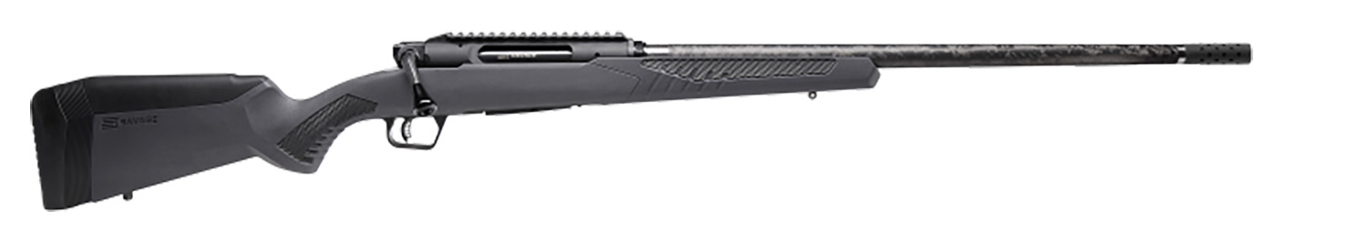Savage Arms 57902 Impulse Mountain Hunter 300 Win Mag 3+1 24″ Carbon Fiber Threaded Barrel, Black Aluminum Receiver w/Picatinny Rail, Gray AccuStock Synthetic Stock, Ambidextrous