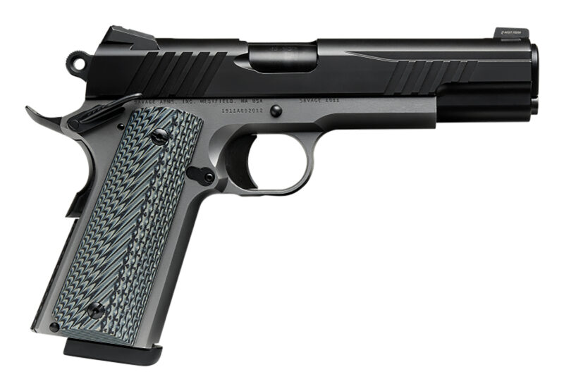 Savage Arms 67206 1911 Government 9mm Luger 10+1 5" Black Stainless Steel Barrel, Black Nitride Serrated Stainless Steel Slide, Stainless Steel Frame w/Beavertail, Black/Gray VZ Grip