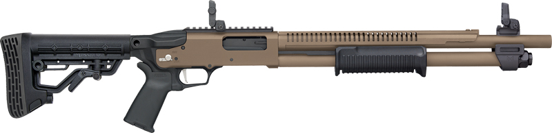 MOSSBERG 590R TACTICAL 12GA – 18.5″ 6RD ADJ STK CYL FDE