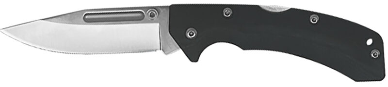 AccuSharp 711C Lockback 3" Folding Clip Point Plain Stainless Steel Blade/Black FRN Handle Includes Allen Wrench