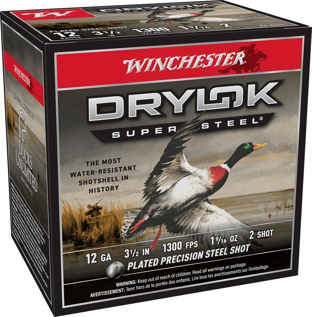 WINCHESTER DRYLOK SUPER STEEL 12 GA 3-1/2″ #2 1-9/16 OZ 25 RD/BX 10 BX/CS