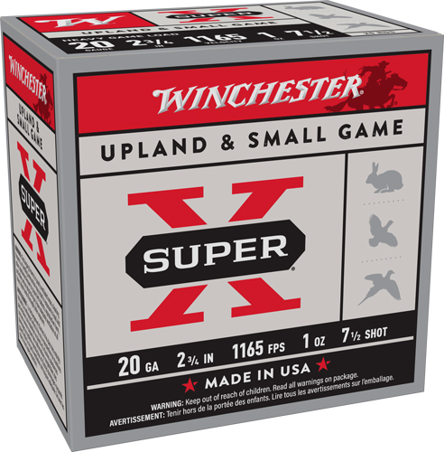 WINCHESTER SUPER-X 20GA 2.75″ – 1OZ #7.5 1165FPS 250RD CASE