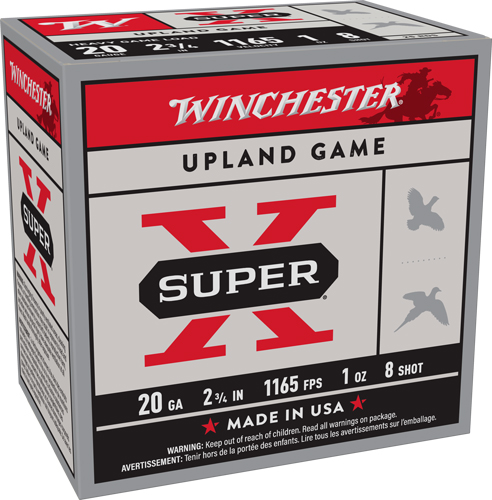WINCHESTER SUPER-X 20GA 2.75″ – 1OZ #8 1165FPS 250RD CASE LOT