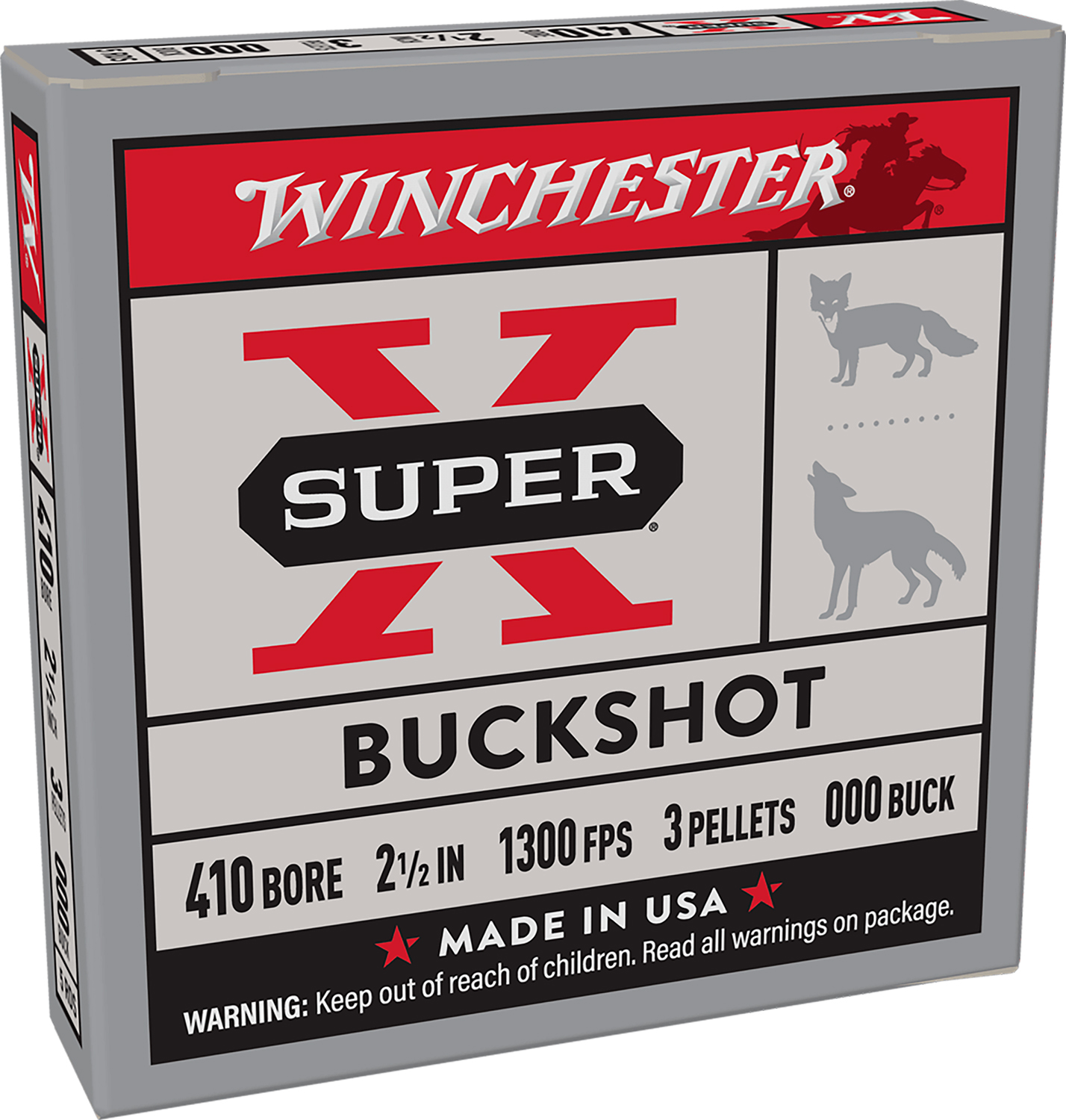 Winchester Ammo XB41000 Super X  410Gauge 2.50″ 3Pellets 000Buck Shot 5 Per Box/50 Case