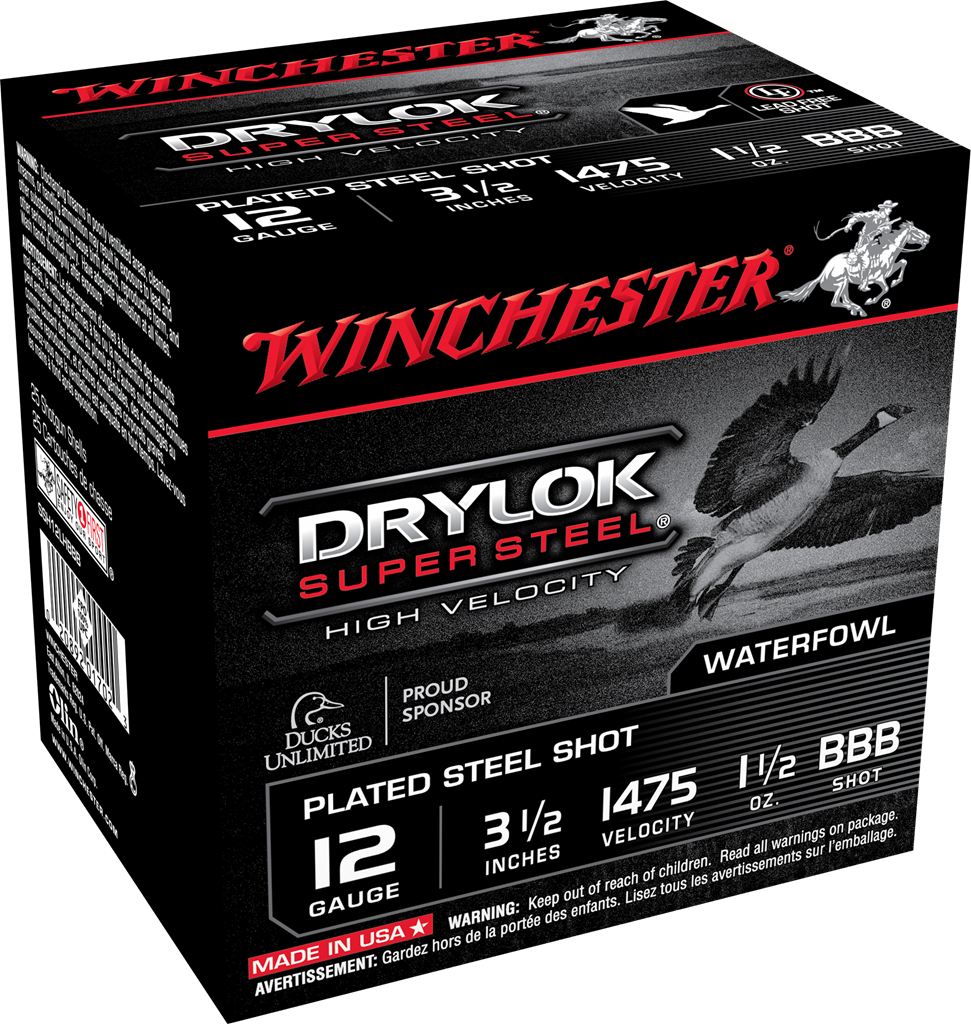 WINCHESTER DRYLOK SUPER STEEL 12 GA 3-1/2″ BB HV 1-1/2 OZ 25 RD/BX 10 BX/CS