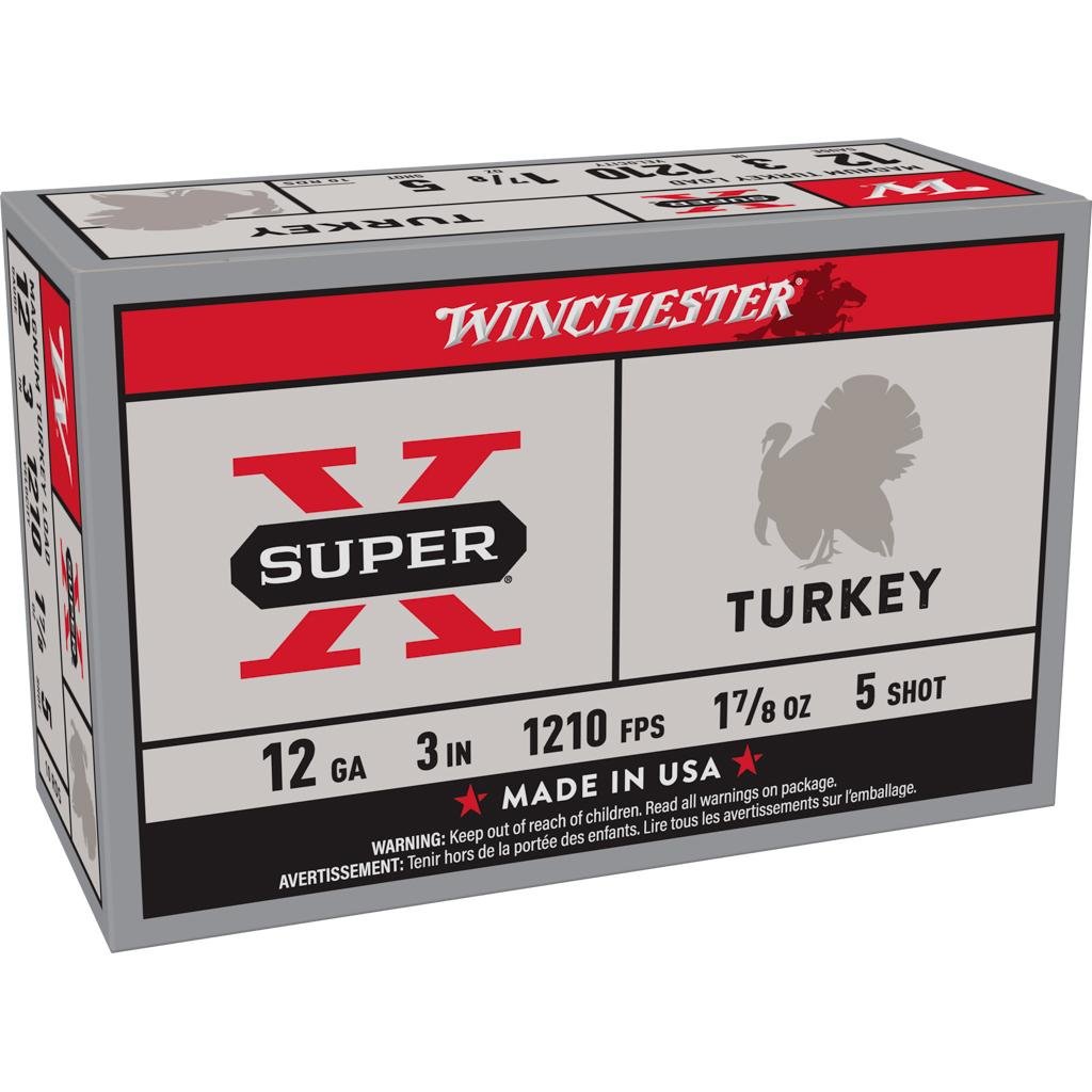 Winchester Super-X Turkey Loads Shotshells 12ga 3″ 1-7/8 oz 1210 fps #5 10/ct