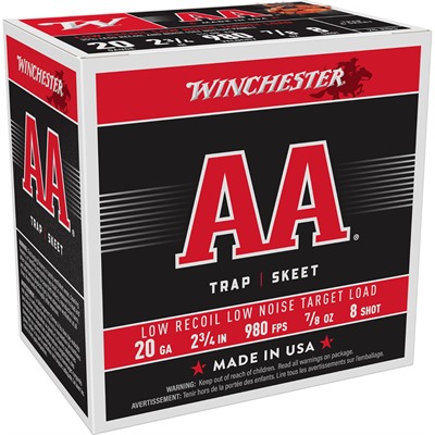 AA LOW RECOIL LOW NOISE 20 GAUGE 2-3/4” 7/8OZ #8 SHOT 25/BOX