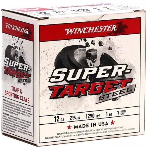 Winchester Super-Target Steel Shotshells 12ga 2-3/4″ 1oz 1290 fps #7 25/ct