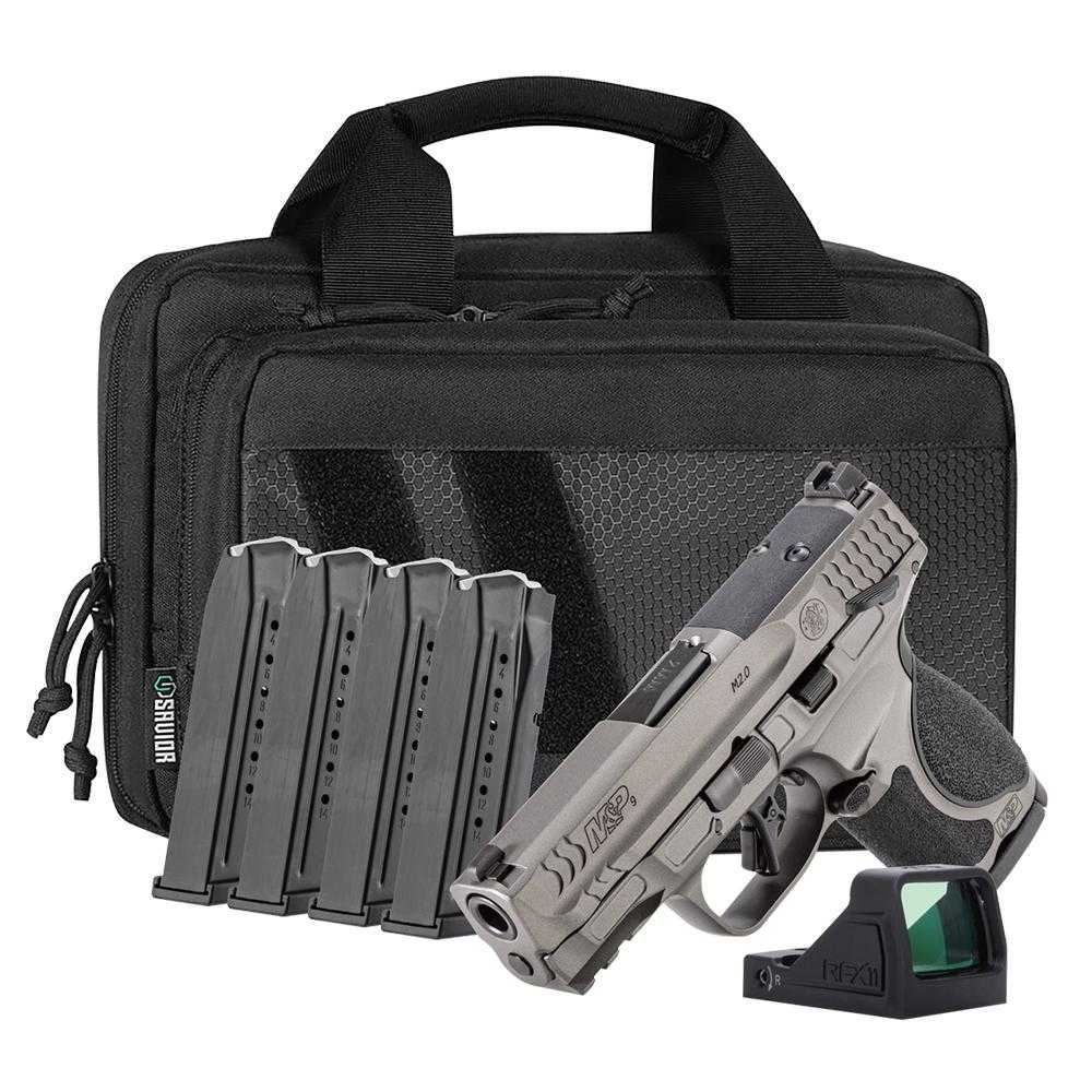 S&W M&P9 Metal M2.0 Handgun Bundle 9mm Luger 15rd Magazine(5) 3.6″ Barrel Thumb Safety Viridian RFX11 and Savior Bag