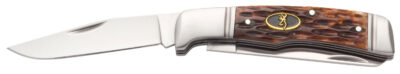 Browning 3220012 Joint Venture  2.88" Folding Drop Point/Spey Point Plain 8Cr13MoV SS Blade Brown Jigged Bone Handle
