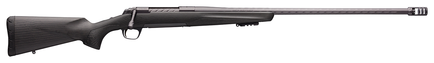 Browning 035543299 X-Bolt Pro Long Range 6.8 Western 3+1 26″ Skip Fluted Heavy Barrel, Recoil Hawg Muzzle Brake, Spiral Fluted Bolt, Carbon Gray Elite Cerakote, Natural Carbon Fiber Stock