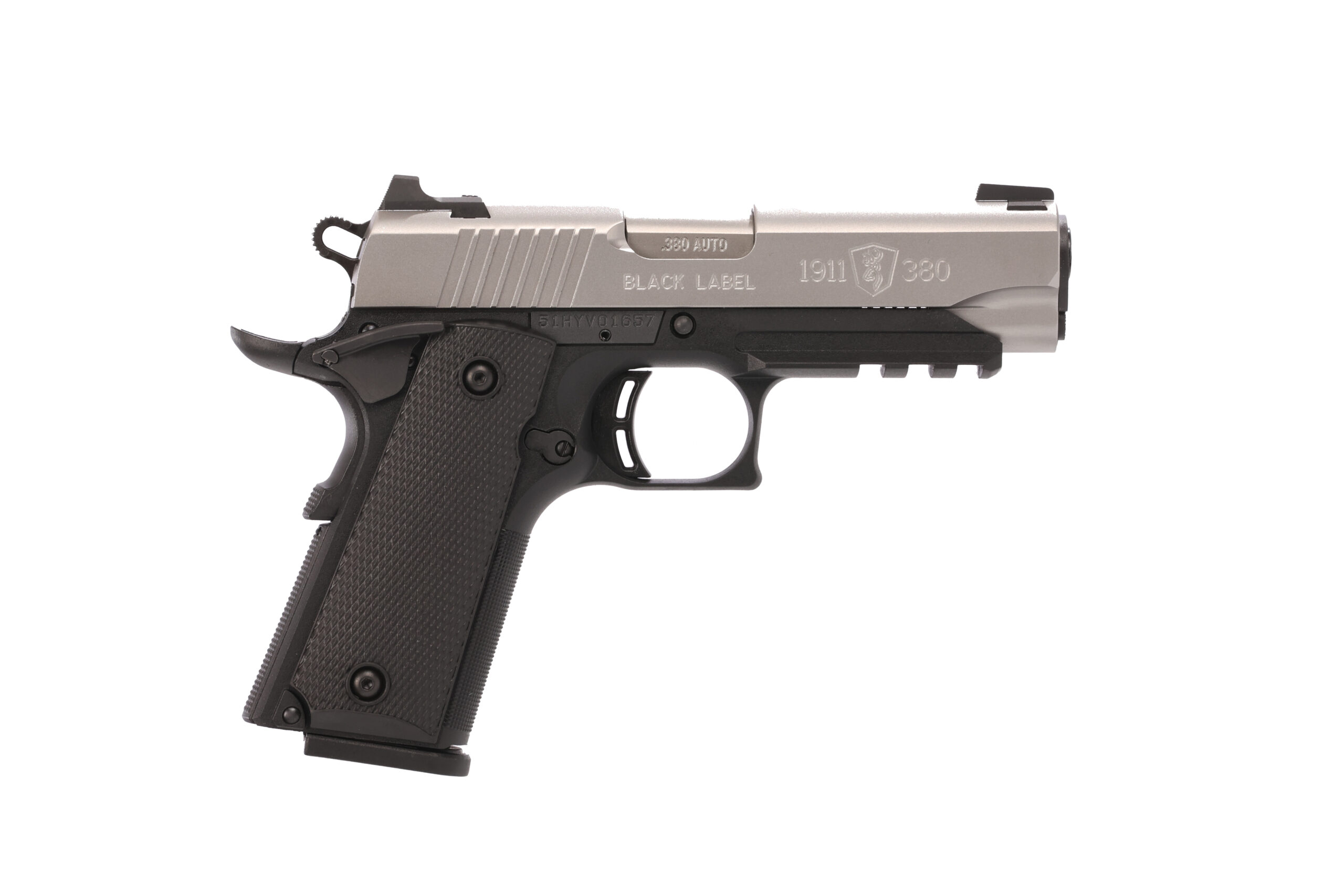 BROWNING 1911-380 380ACP SS 3.6″ RAIL#