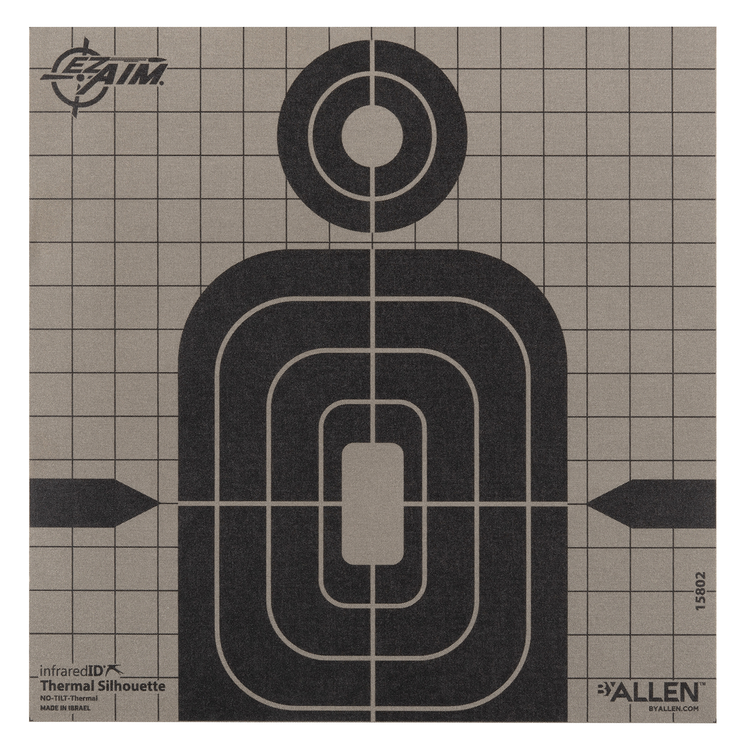 Allen 15802 Thermal Target  Silhouette Hanging Paper 8″ x 8″ Black/Gray