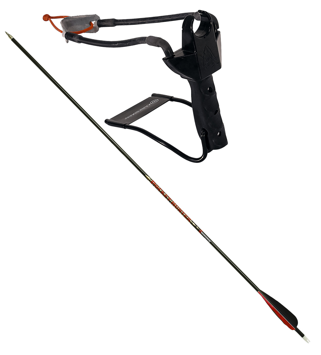 Marksman 3075 Marksman 3075 Pocket Hunter Slingshot Black Steel Frame Black Molded Handle