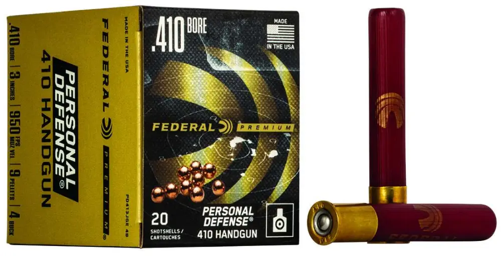 FEDERAL PERSONAL DEFENSE AMO 410GA 3″ 9 PELLET 4 BUCK 20RD (10 BOX CASE)