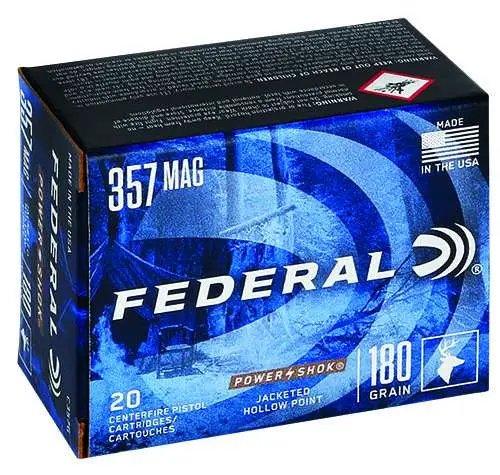FEDERAL POWER SHOK AMO 357 MAG 180GR JHP 20RD (25 BOX CASE)