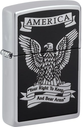 ZIPPO WINDPROOF LIGHTER EAGLE - RIGHT TO BEAR ARMS