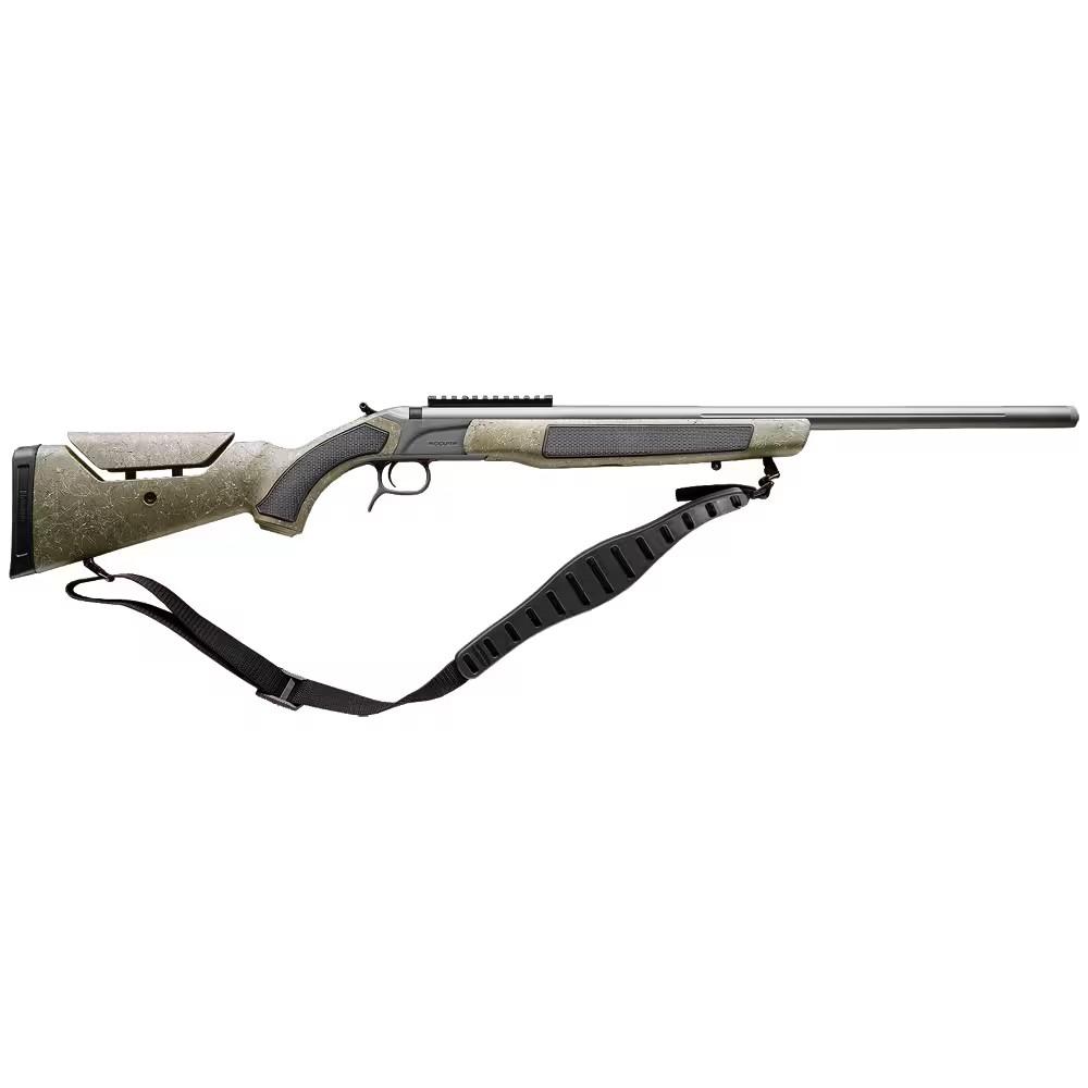CVA ACCURA MR-X 50 cal Muzzleloader Cerakote Tungsten/Nitride/ODG w/ Black & Grey Webbing - 26" Threaded 3/4x20 - 0 MOA Pic Rail