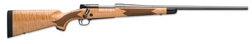 WINCHESTER  MODEL 70 SUPER GRADE MAPLE RIB 30-06 SPR 24″ BBL BLUE AAA WALNUT 5/RD