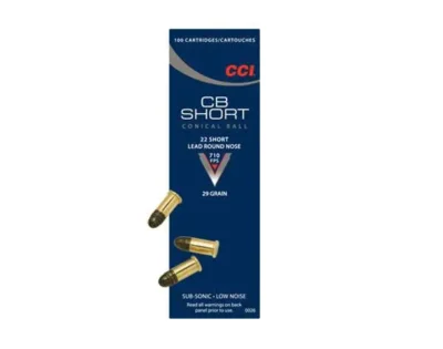 CCI RIMFIRE AMO 22 CB SHORT 29GR  LRN 100RD (5 PER SLEEVE 50 BOX CASE)
