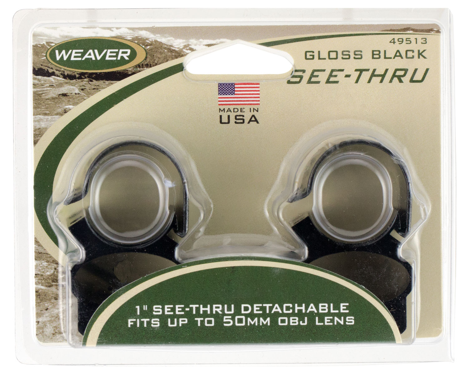 Weaver Mounts 49513 See-Thru Detachable  Black Gloss 1″