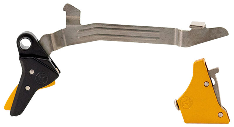 Timney Triggers ALPHAGLOCK34GOLD Alpha Competition 9mm Luger/40 S&W Gold Straight Trigger Compatible w/Most Glock Gen3-4