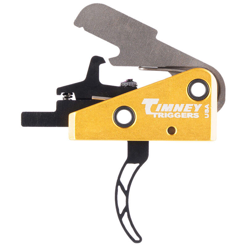 Timney Triggers 661S Competition Trigger  Single-Stage Skeletonized Curved Trigger with 3 lbs Draw Weight & Black/Gold Finish for AR-15