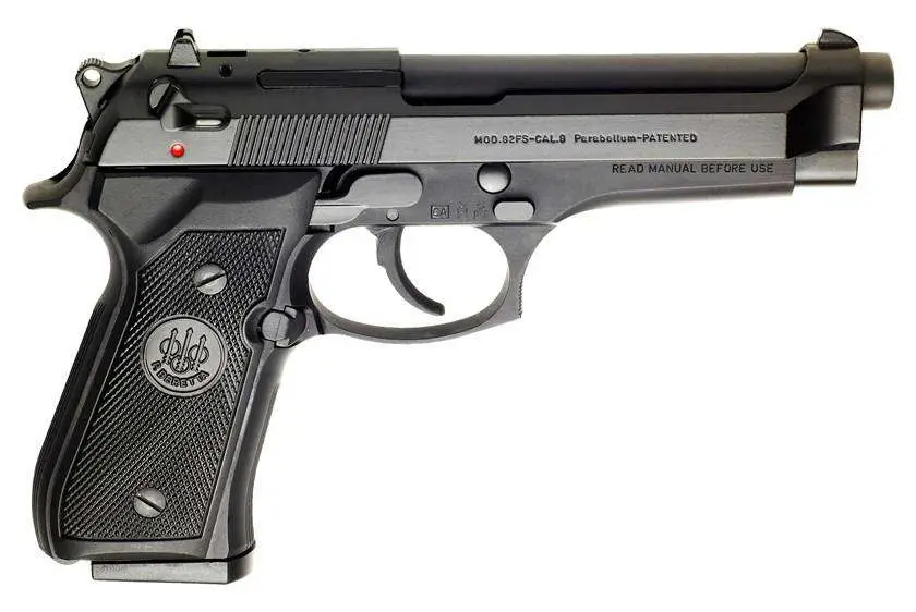 BERETTA M9 COMMERCIAL 9MM 4.9″ PISTOL BLACK/BRUNITION 2-15RD MAGAZINES LE