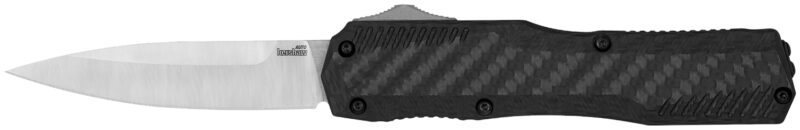 Kershaw 9000CF Livewire  3.35" OTF Dagger, Plain Black PVD CPM MagnaCut Steel Blade, Black Anodized Aluminum Handle