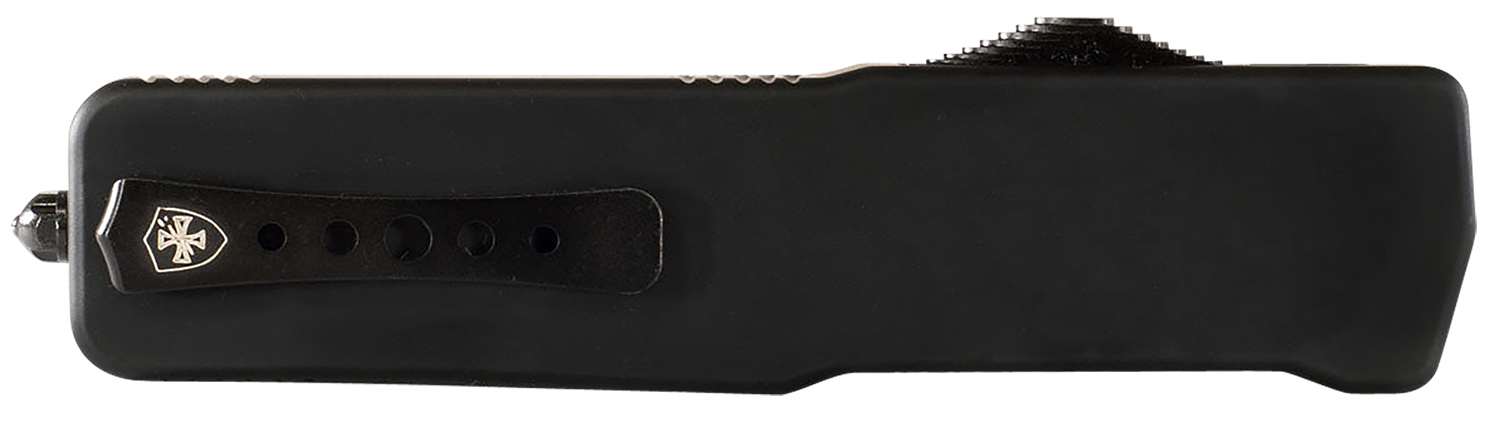 Templar Knife LZBR321 Premium Weighted Large 3.55" OTF Drop Point Plain Black Oxide Stonewashed D2 Steel Blade, 5.25" Black Aluminum/Rubber Handle