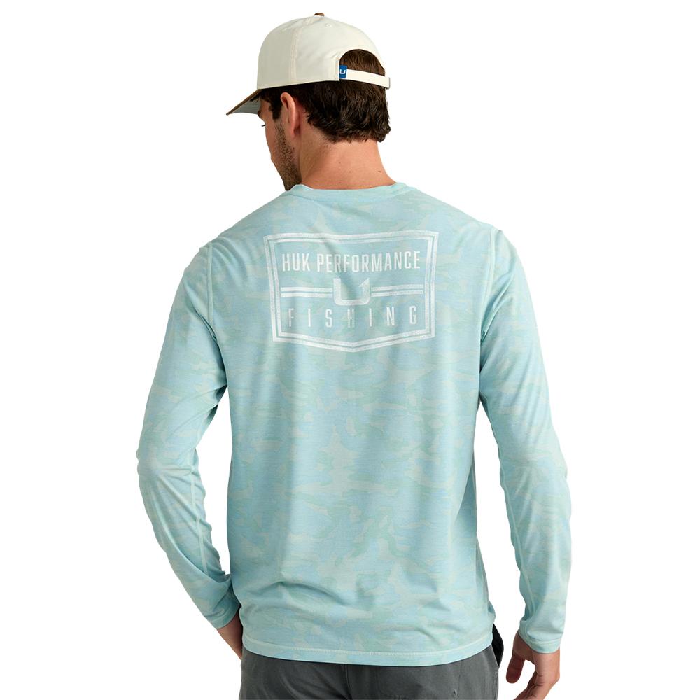 Huk Drift Performance Long Sleeve Shirt Heron Blue M