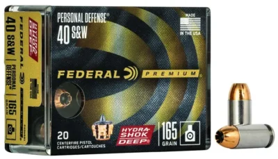 FEDERAL HYDRASHOK DEEP AMO 40 S&W 165GR JHP 20RD (10 BOX CASE)