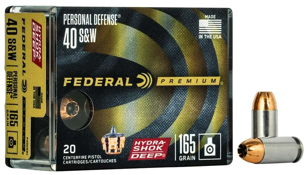 FEDERAL HYDRASHOK DEEP AMO 40 S&W 165GR JHP 20RD (10 BOX CASE)