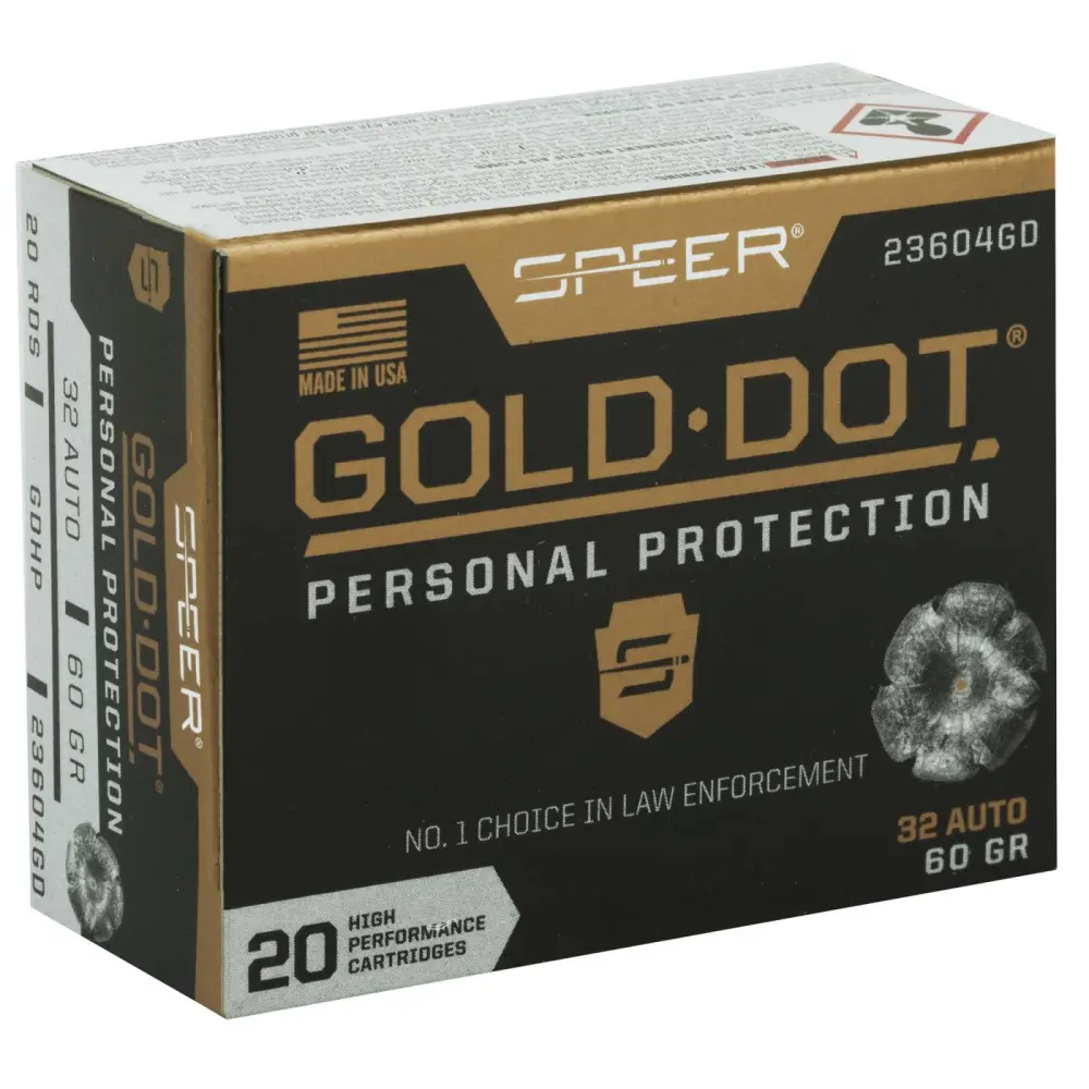SPEER GOLD DOT  AMO 32 AUTO 60 GR HP 20RD (10 BOXES CASE)