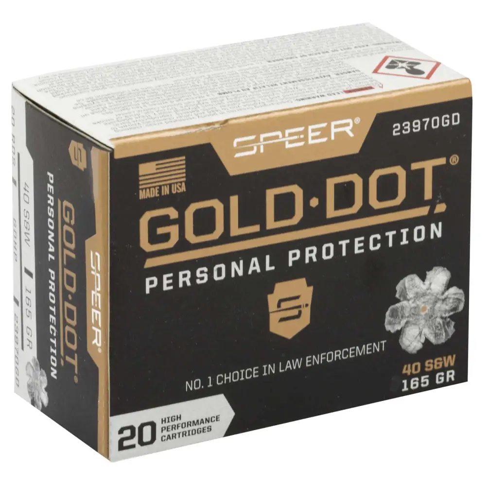SPEER GOLD DOT AMO 40 S&W 165GR GDHP 20RD (10 BOX CASE)