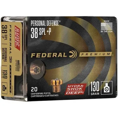FEDERAL HYDRASHOK DEEP AMO 38 SPECIAL+P 130GR JHP 20RD (10 BOX CASE)