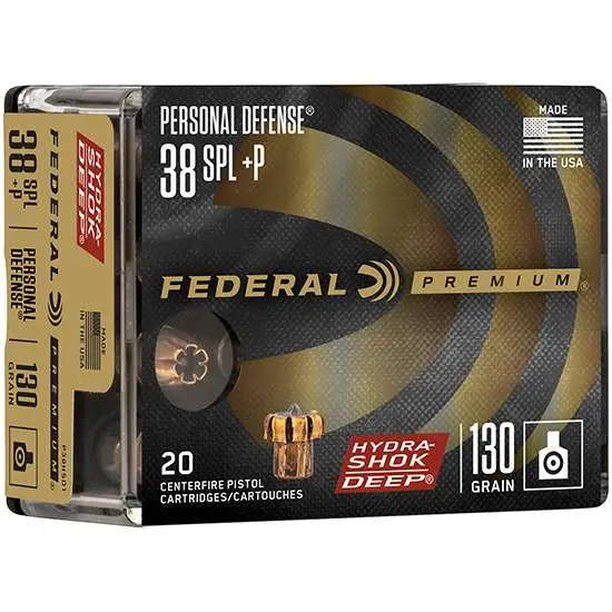 FEDERAL HYDRASHOK DEEP AMO 38 SPECIAL+P 130GR JHP 20RD (10 BOX CASE)