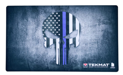 TekMat TEK42BLUELINE Blue Line Punisher Door Mat Multi Color Rubber 42" Long Blue Line Punisher Skull