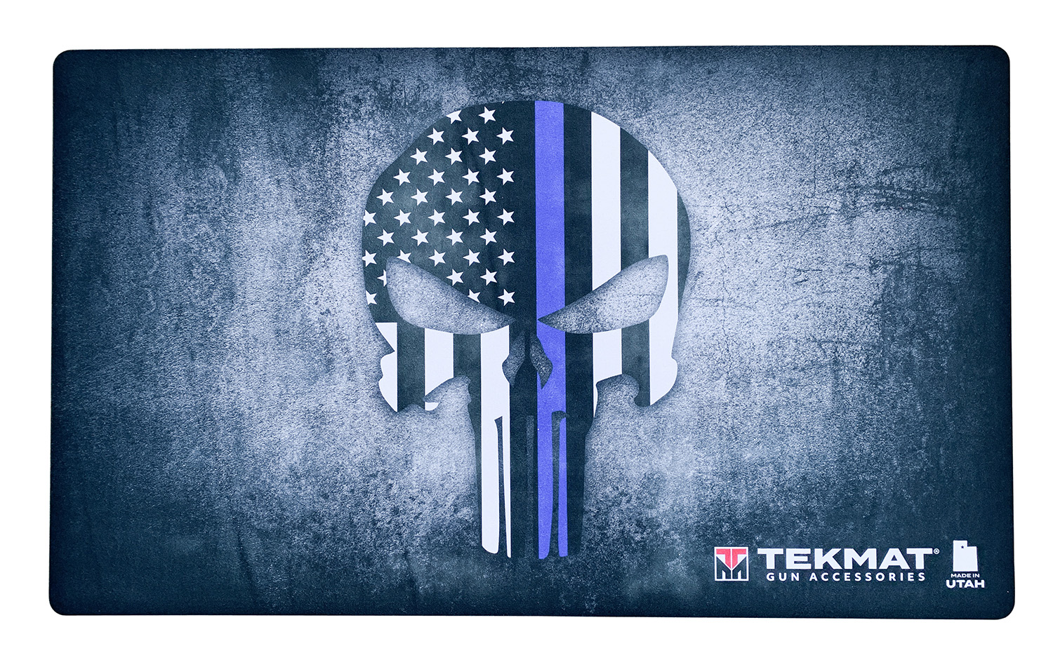 TekMat TEK42BLUELINE Blue Line Punisher Door Mat Multi Color Rubber 42″ Long Blue Line Punisher Skull
