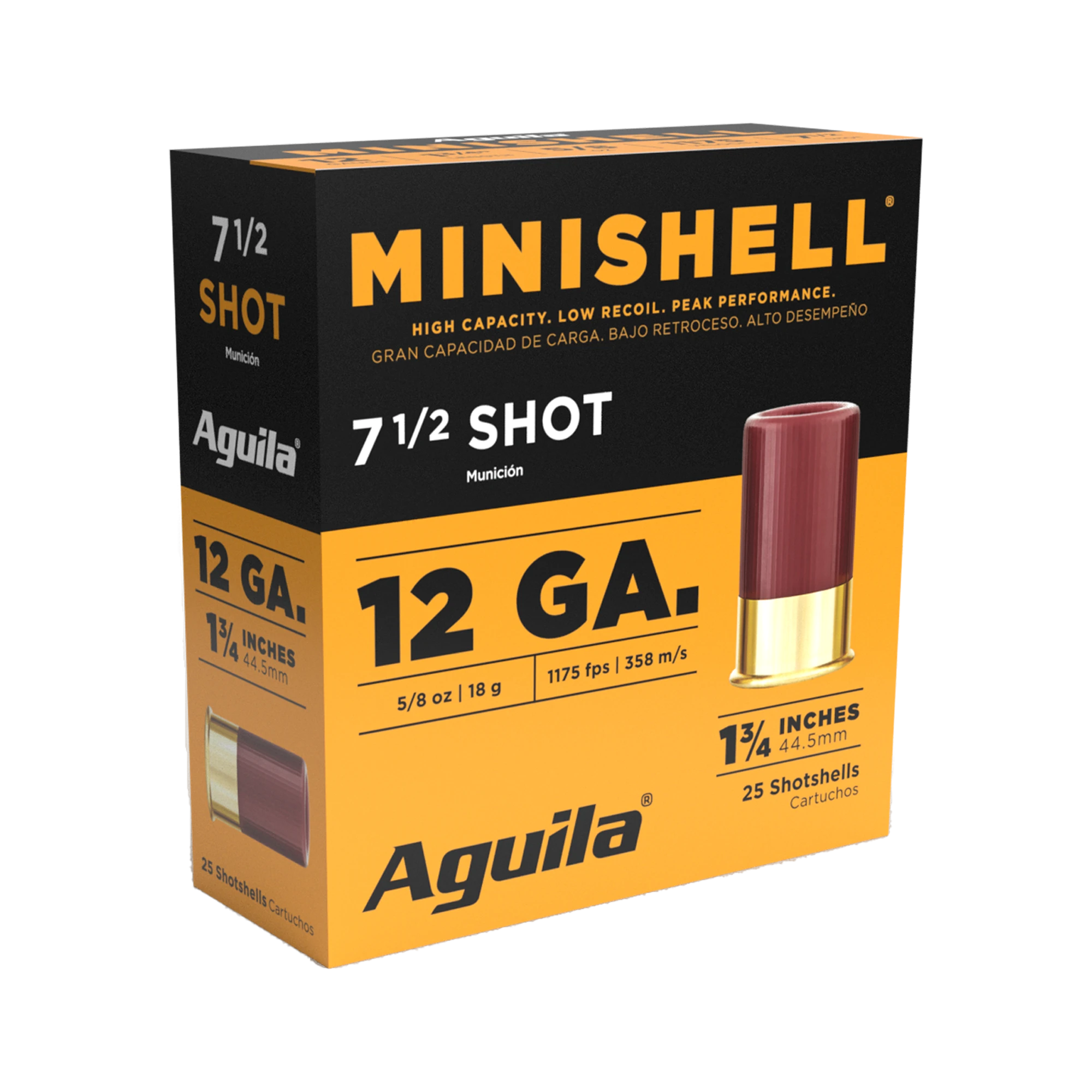AGUILA MINISHELLS AMO 12GA 1-3/4″ 5/8OZ 1175 FPS #7.5 25RD 1175FPS (10 BOXES PER CASE)