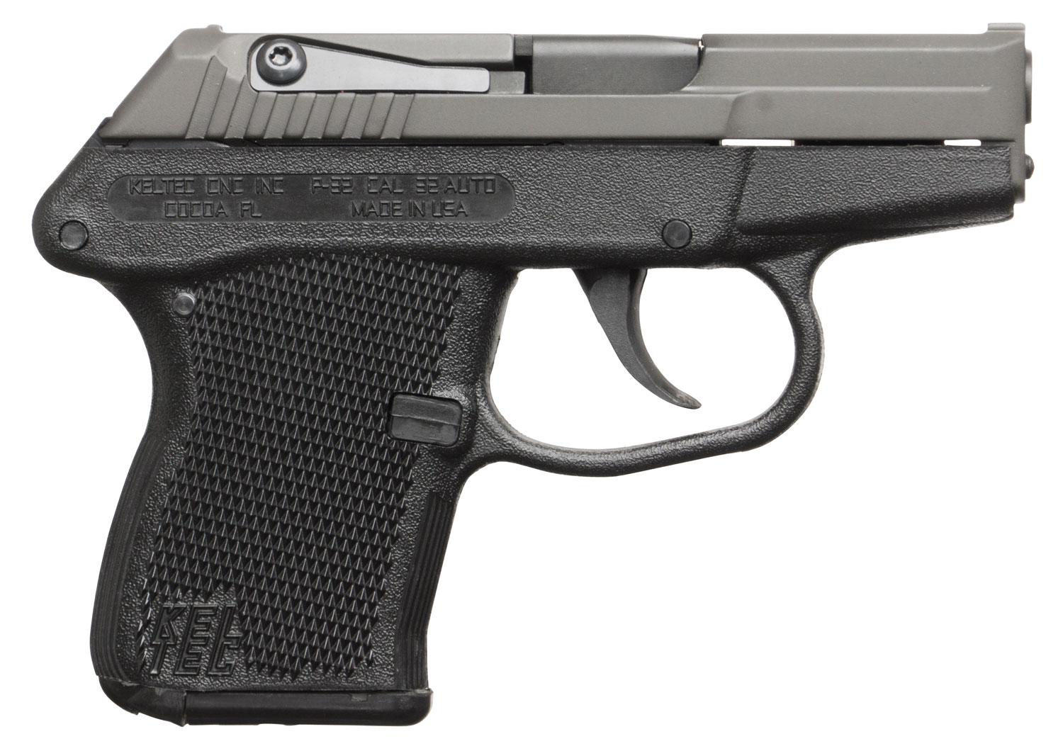Kel-Tec P32BBLK P-32 32 ACP Caliber with 2.68" Barrel, 7+1 Capacity, Blued Finish Aluminum Frame, Serrated Blued Steel Slide & Black Polymer Grip