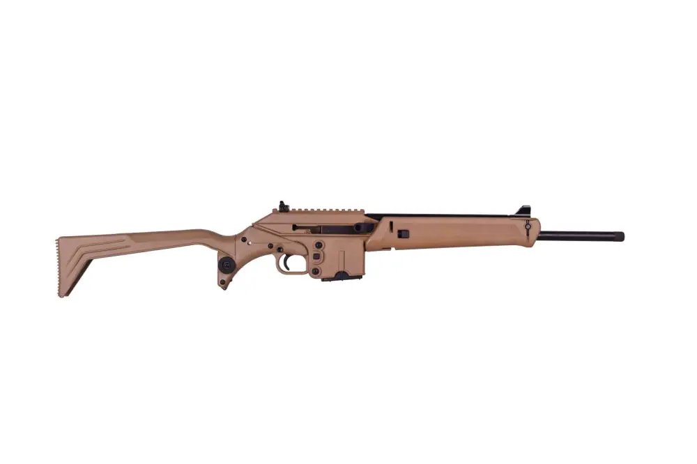 KELTEC SU16C W/FOLD STK RIA 223 16″ TAN GRIP 10RD
