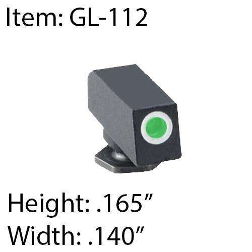 AMERIGLO GLOCK TRITIUM FRONT SIGHT ALL MODELS .165″ H X .140″ W GREEN WITH WHITE OUTLINE