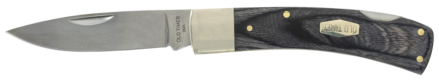 Old Timer 1135989 Heritage Series Bruin 50th Anniversary 2.80″ Drop Point Plain D2 Steel Blade 3.70″ Black Wood Laminate Handle