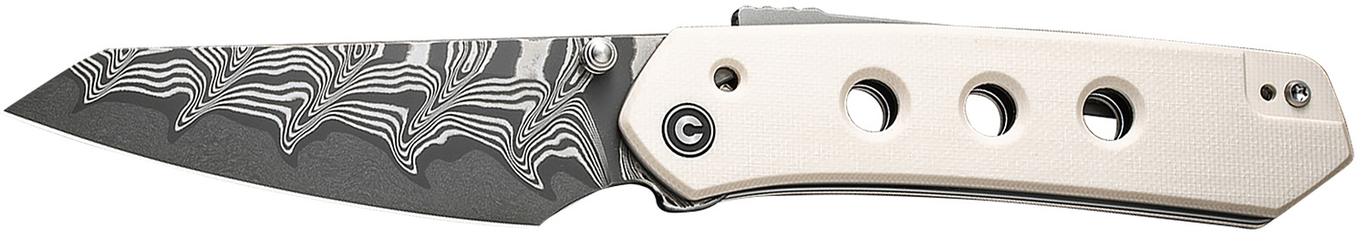 Civivi Knives C22036-DS1 Vision FG  3.54″ Folding Reverse Tanto Plain Damascus Blade, Ivory G10 Handle
