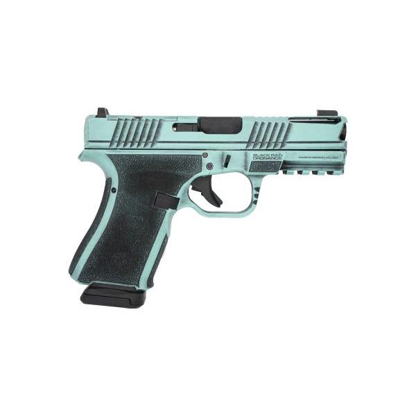 Black Rain Frontline+ Handgun 9mm Luger 15rd Magazine 3.75″ Barrel Robins Egg Blue Battleworn Finish Optic Ready