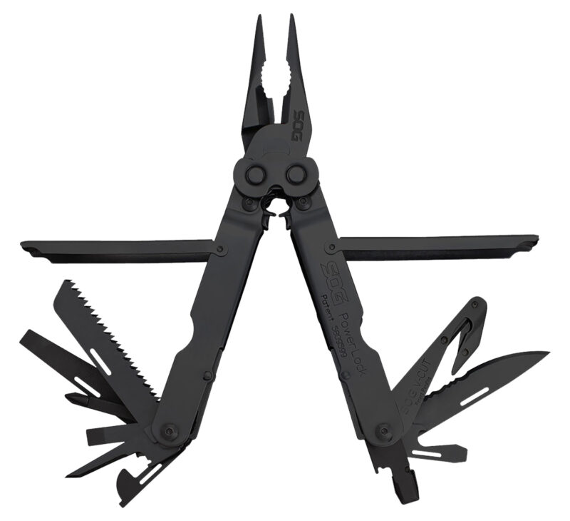 S.O.G SOG-B63N-CP Powerlock V-Cutter Black Oxide 420 Stainless Steel 7" Long Features 18 Tools w/Sheath
