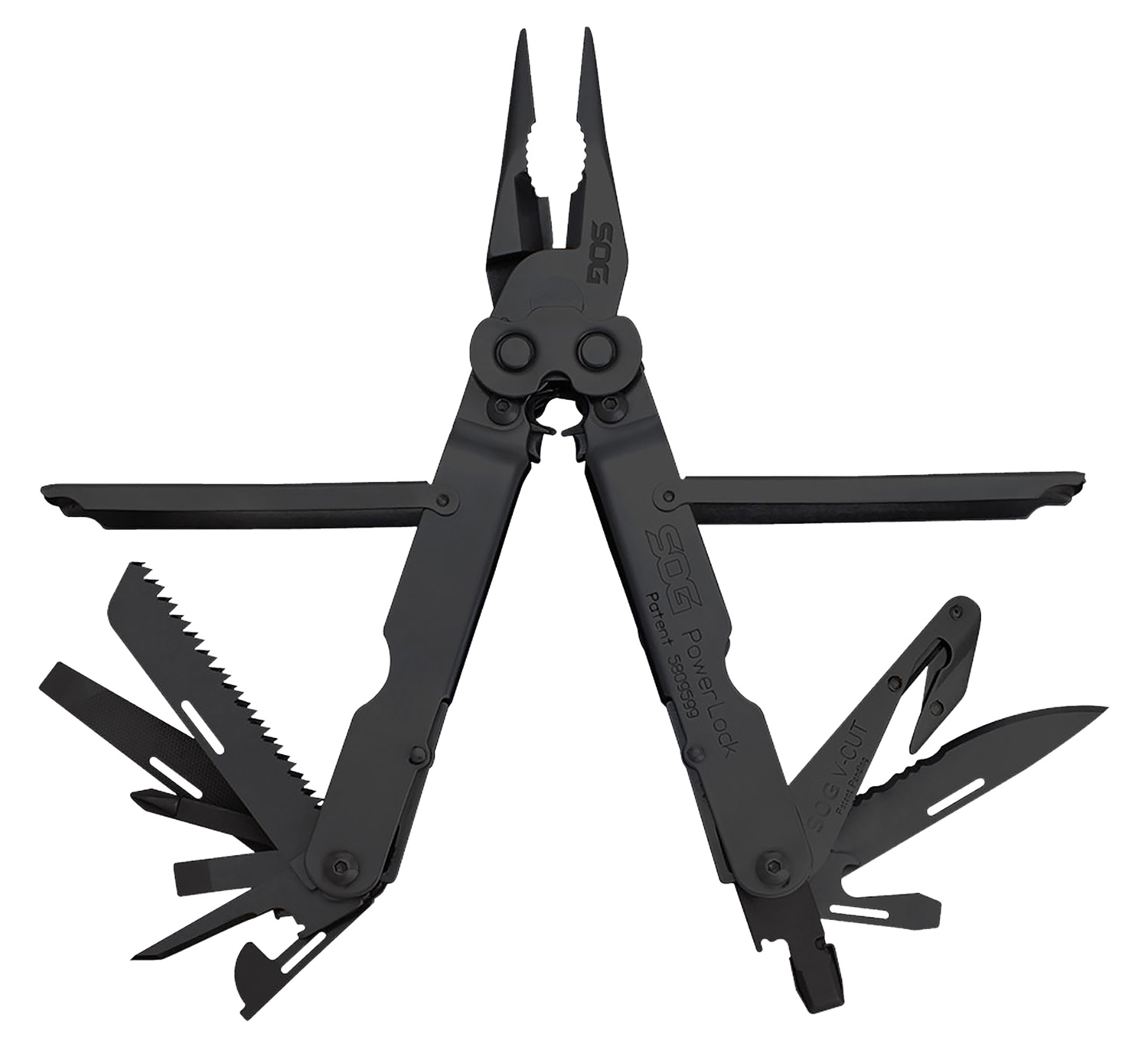 S.O.G SOG-B63N-CP Powerlock V-Cutter Black Oxide 420 Stainless Steel 7″ Long Features 18 Tools w/Sheath