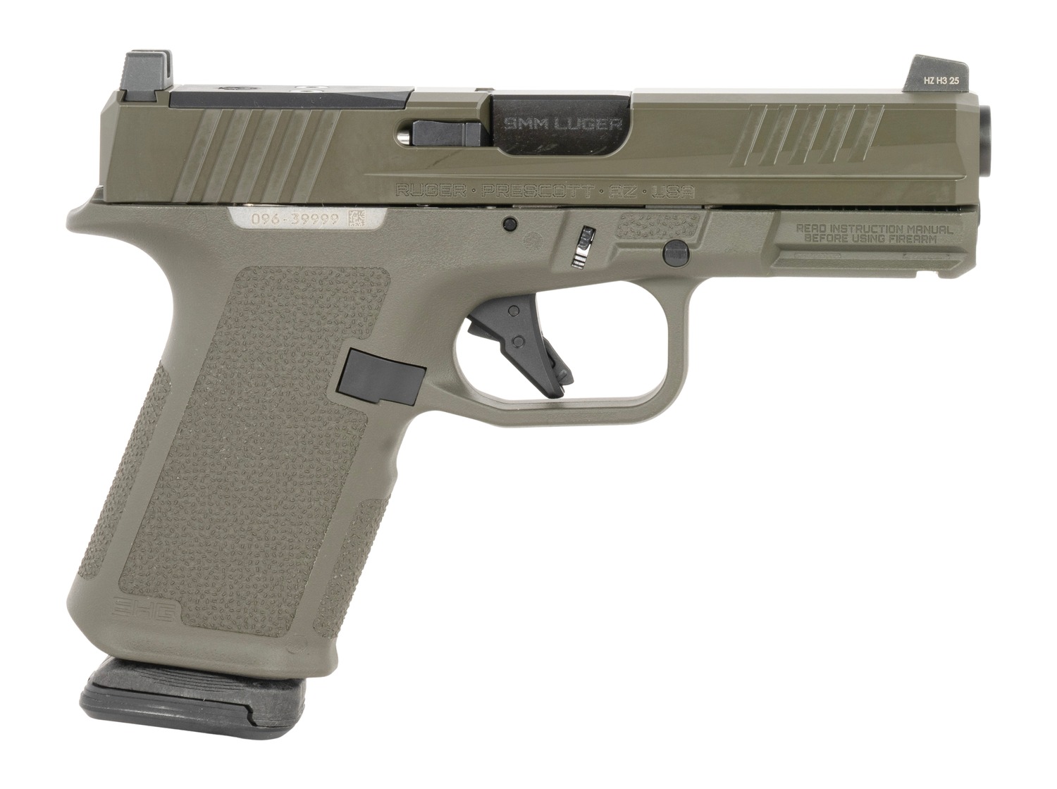 Ruger RXM Sports South Exclusive Compact Frame 9mm Luger 15+1 4″ Black FNC Nitride Barrel, OD Green Alloy Steel Optic Ready/Serrated Slide, OD Green Polymer Frame w/Accessory Rail, Textured Grip, RM