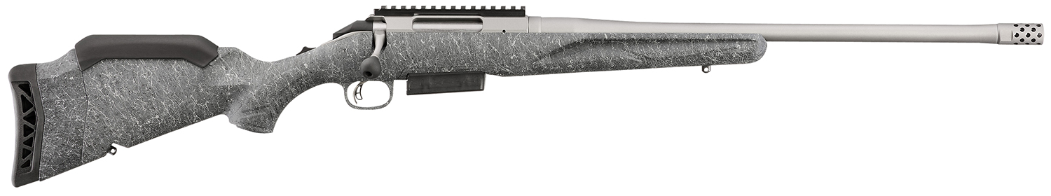 Ruger 46905 American II Full Size 450 Bushmaster 3+1 20″ Gun Metal Gray Cerakote Threaded Barrel & Alloy Steel Receiver w/Picatinny Rail, Gray Splatter Adj LOP Synthetic Stock